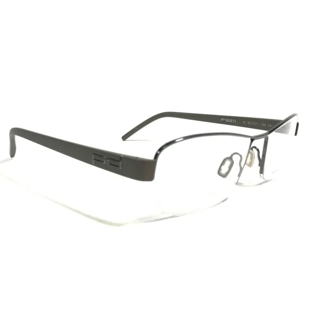 Porsche Design Eyeglasses Frames P8211 B Gray Rectangular Half Rim 57-17-140